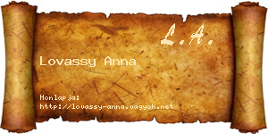 Lovassy Anna névjegykártya